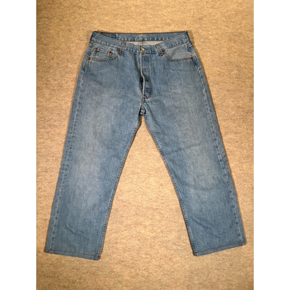 Levis 501 Original Straight Leg Jeans Mens 36x36 Blue Denim Button Fly Authentic